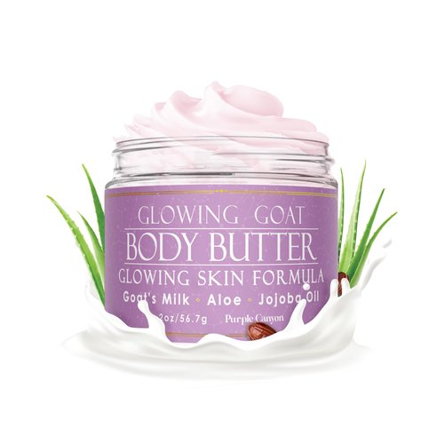 PURPLE CANYON Glowing Goat 2oz Mini Whipped Body Butter | Lavender, Rose & Cedar Infused with Goat Milk, Jojoba Oil & Aloe Vera | Natural Moisturizing Butter for Skin Care