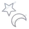 2 Pcs Silver Rhinestone Crystal Geometric Stars Moon Hair Clip Fashion Woman Hollow Side Clip Barrettes Hairpin Hair Accessories
