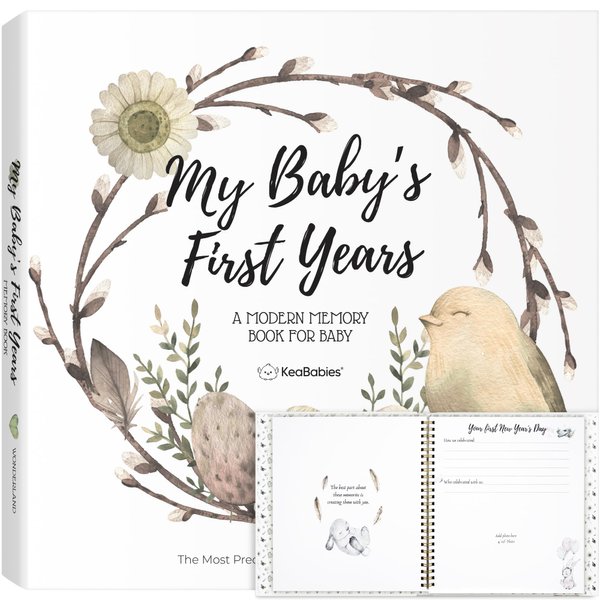 First 5 Years Baby Memory Book Journal - 90 Pages Hardcover First Year Keepsake Milestone Baby Book for Boys, Girls - Baby Scrapbook - Baby Album, Memory Book (Wonderland)