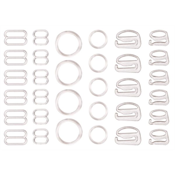 Tupalizy 240PCS Clear Bra Strap Hooks for Sewing Bikini Halter Swimsuit Tops Lingerie Rings Nylon Bathing Suit Clips Clasp Adjustment Sliders for Gater Nightgowns Slip Dress, 3 Styles, 8mm and 12mm