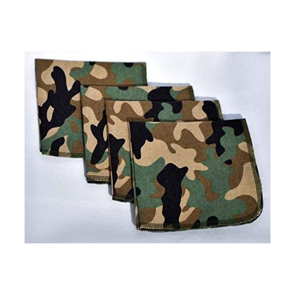 1 Ply 12x12 Inches Set of 4 Printed Flannel Paperless Towels Camouflage