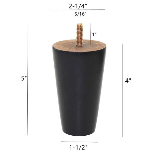 WEICHUAN Black Round Solid Wood Replacement Sofa Couch Chair Ottoman Loveseat Coffee Table Cabinet Furniture Wood Legs Wood Furniture Legs(4" Set of 4)