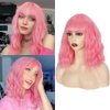 Mesisille Party Wig Bob Wigs Synthetic Hair Bob Cut Wig Cosplay Wig for Everyone Colorful Costume Wigs For Concert Halloween Costume Pink Bobo Wig (Pink) …