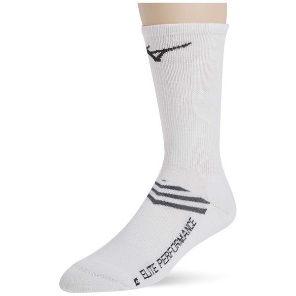 Mizuno Womens Volleyball Runbird Crew Socks, White, Small US