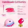GLAMERMAID Press on Nails Extra Short Squoval, Spring Summer Hot Pink Jelly Gel Glue on Nails, 24Pcs Glossy Round Reusable UV Finish Fake Nails Acrylic False Nails Manicure Kits for Women Grils Gift