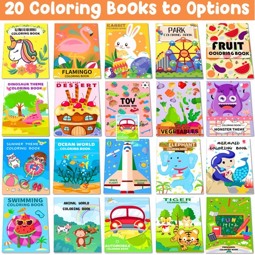 Lionoble 40 Pack Coloring Books for Kids Ages 4-8, 8-12 Birthday Party Favors Gifts Includes Dinosaur Mermaid Animal More Designs Goodie Bags Stuffer Fillers for School Classroom Activity Supplies