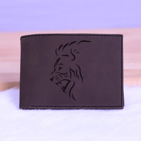 VietsWay Men's Lion Tatoo Style -14 Genuine Leather Flipout Slim ID Wallet MHLT_04