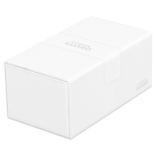 Ultimate Guard Flip 'n' Tray 200+, Deck Case for 200 Double-Sleeved TCG Cards + Dice Tray, White, Independent Magnetic Closure & Microfiber Lining