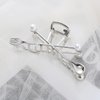 Forks Spoons Hair Clips with Pearl Silver Metal Hair Claw Clips for Women Girls Creative Forks and Spoons Hair Accessories Shiny Elegant Hairpins Strong Hold Nonslip Hair Clip Goddess Look 1 Pcs