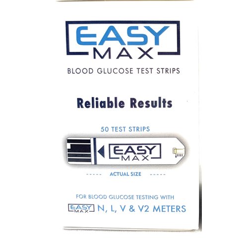 EASYMax Blood Glucose Test Strips Mail Order box 50 Ct.