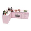 SXFSE Dollhouse Decoration Accessories,1:12 Dollhouse Miniature Furniture Wooden Kitchen Cabinet Set Freely Combined (Pink)