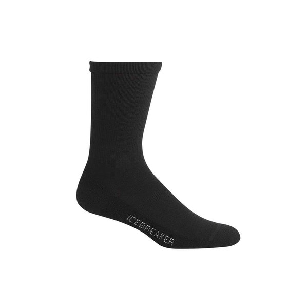 Icebreaker Merino Lifestyle Light Crew Socks for Men, Merino Wool, Premium Winter Lightweight Thermal Cushion Socks with Achilles Support, Reinforced Toes and Heels - Black, Small