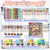 CHSLtmxq Train Party Favors 110PCS Slap Bracelets DIY Stickers Drinking Straw Keychains Pull-back Vehicle for People Car Theme Birthday Party Car Theme Birthday Party