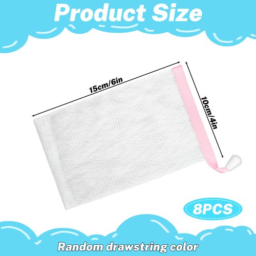 Piriuuo 8 Pcs Soap Bags for Soap Bars, Soap Saver Pouch with Drawstring Mesh Soap Bags Foaming Soap Bar Bag for Bath Shower (Assorted Colors)