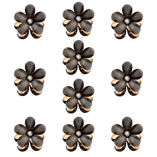 10 Pcs Mini Diamond Hair Claw Clips,Small Hair Clips Flower Hairpins Hair Accessories for Women,Girls,Sweet Mini Barrettes Hair Styling Accessories for Photograph,Daily,Party,Wedding (black)