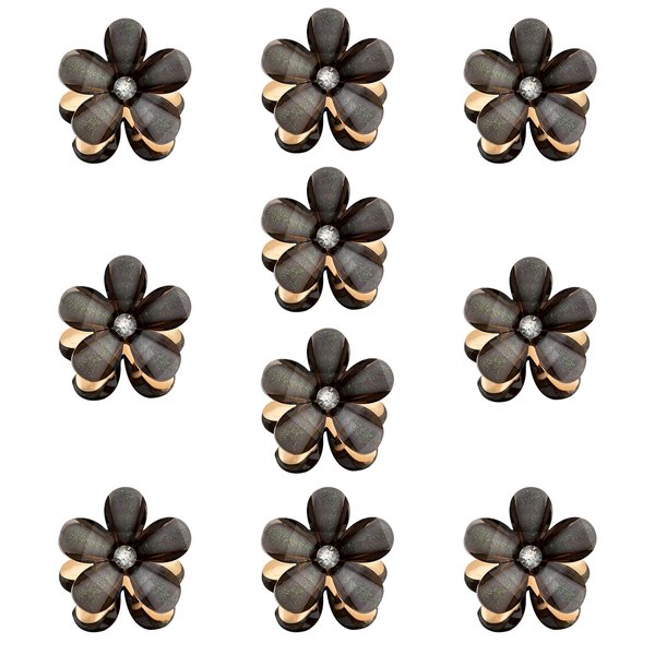 10 Pcs Mini Diamond Hair Claw Clips,Small Hair Clips Flower Hairpins Hair Accessories for Women,Girls,Sweet Mini Barrettes Hair Styling Accessories for Photograph,Daily,Party,Wedding (black)