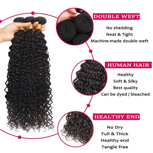 Beautymoon Water Wave Bundles 16 18 20 Inch Wet and Wavy Bundles 100% Unprocessed Brazilian Virgin Hair Bundles 10A Water Wave 3 Bundles Human Hair Extensions for Black Women Natural Color