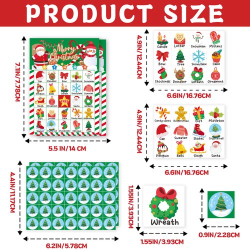 Yoqipati 45PCS Christmas Bingo Game Cards for 24 Players Christmas Bingo Games for Classroom Activities Family Party Favors Xmas Gifts Holiday Supplies