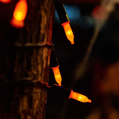 Twinkle Star 2 Pack Orange Halloween String Light, Battery Operated Lights 50 LED 16 FT String Light Waterproof Tree Lights with 8 Lighting Modes,Indoor Outdoor Patio Garden Halloween Decorations