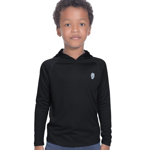 Boy Kids SPF Hoodie Rash Guard Sun hoody Short Sleeve T Shirt Hooded Youth Black