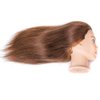 Mannequin Head with Human Hair 100% Human Hair Mannequin Head Hair Styling Training Head Cosmetology Manikin Head Doll Head for Hairdresser with Free Clamp 16-18(brown))