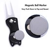 Fpxnb 2 Pack Metal Foldable Golf Divot Tool with Pop-up Button & Magnetic Ball Marker (Pack of 2, Fish Design)