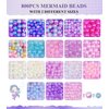 DUDUCOFU 900Pcs Mermaid Bracelet Making Kit for Girls Kids Charm DIY Beads for Jewelry Making, Friendship Bracelet Kit with Unicorn Ocean Pearl Shell Butterfly Beads for Bracelet Necklace Making