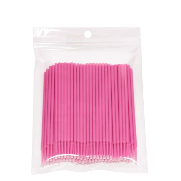 Mini Skater 100 Pcs Eyelash Cotton Swabs 2.0 mm Head Diameter Multipurpose Micro Applicators Dental Bendable Brush for Salon Home Personal Care Makeup Oral Using (Pink (Medium))