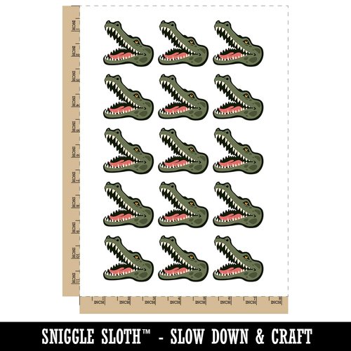 Smiling Toothy Crocodile Alligator Chomp Temporary Tattoo Water Resistant Fake Body Art Set Collection - 15 2" Tattoos (1 Sheet)
