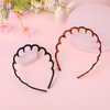 WY LIGHTING LEVEL Zig Zag Headbands, 4 Pieces Shark Tooth Hair Comb Hairband, Wavy Shape Plastic Hair Bands, Hair Hoop Accessory for Women Lady Girl (Black, Leopard-print Style)