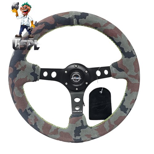 New NRG Innovations Reinforced Deep Dish Steering Wheel RST-006MB-S-CAMO + U.S. Performance Lab Air Freshener