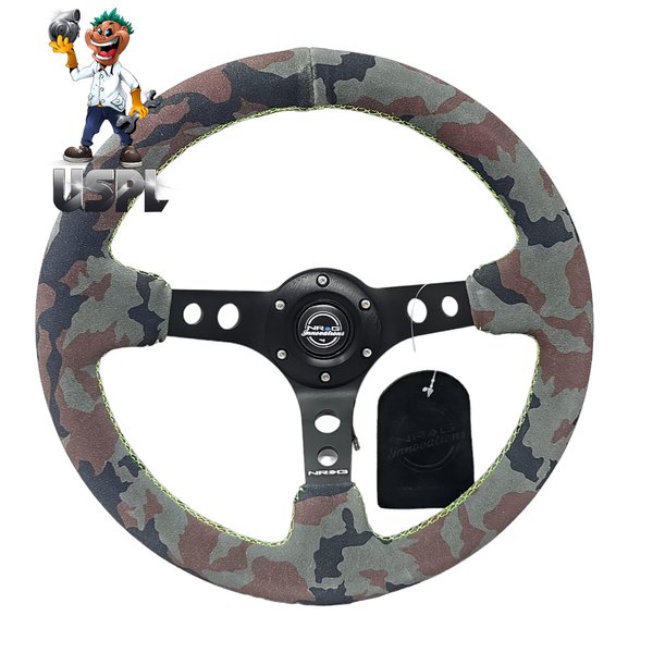 New NRG Innovations Reinforced Deep Dish Steering Wheel RST-006MB-S-CAMO + U.S. Performance Lab Air Freshener