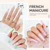 modelones French Tip Nail Stamp - 7Pcs Silicone Nail Art Stamper Kit with Replacement French Nail Stamper Head, Nail Stamping Plate, 15ml Transfer Oil French Manicure Kit for Home DIY Nail Art Salon
