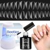 Beetles Gel Nail Kit Almond-500Pcs Gel Nail Kit Easy Nail Extension Set Short Almond Shape 5 In 1 Nail Glue Gel Extension Nail Kit Uv Led Lamp Acrylic False Nail Tips Kit DIY Nails Art Gifts for Women