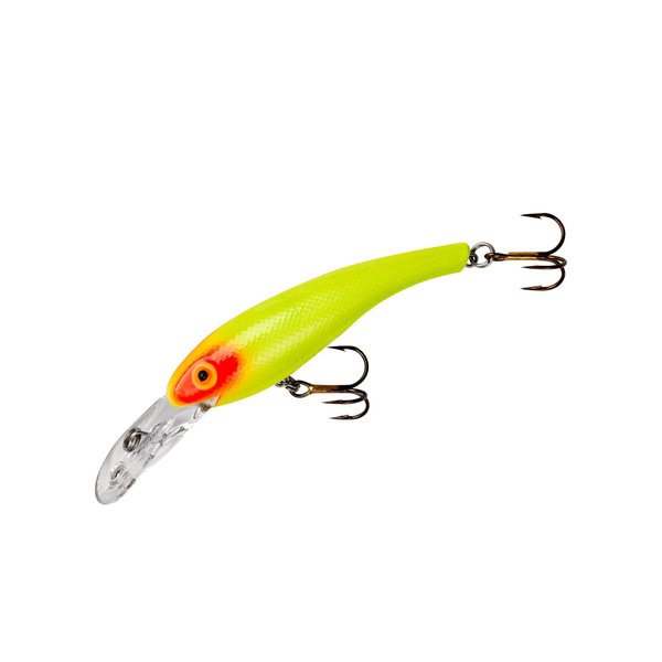 Cotton Cordell Wally Diver Walleye Crankbait Fishing Lure, Accessories for Freshwater Fishing, 3 1/8", 1/2 oz, Chartreuse Red Eye