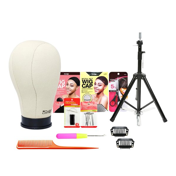 STUDIO LIMITED Mannequin Head Tripod Stand Adjustable with PU Canvas Block Head 10 Pcs (25 Inch)