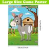 PLULON Pin The Tail on The Donkey Party Game for Kids, Donkey Themed Animal Birthday Party Games Donkey Poster with Tail Stickers for Kids Farm Animal Donkey Party Favors Home Wall Decorations