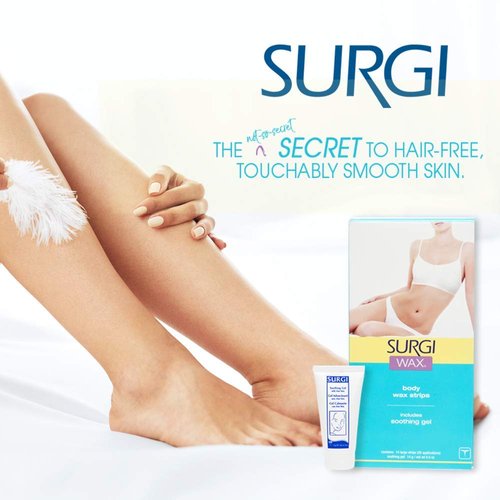 Surgi Body Wax Strips, 14 Double Sided Strips (with Soothing Gel for Soft, Smooth, Silky, Hair-free skin up to 6 weeks!) x 2 Pack