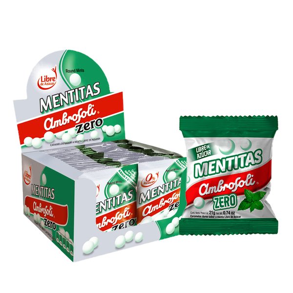 AMBROSOLI Mentitas Sugar Free Mints Bulk - Breath Mints for Bad Breath Mints for Kids and Adults - Hard Candy Mint Candy Breath Fresheners - Round Mints for sharing from Chile - 24-pack display case