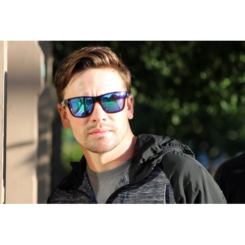 Optic Nerve Kingfish Sunglasses, Polarized Active for Men/Women/Kids, Matte Black Frame, Brown/Blue Lens