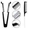 Honeydak Hair Straightening Boar Bristle Clamp Hair Comb, 5 Pieces Alligator Hair Clips, Pin Rat Tail Comb (White Comb)