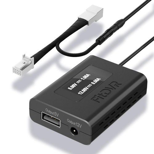 FitDVR Dash Camera Power Adapter (10-Pin) for Toyota and Lexus, Connects to Rearview Mirror, LED Display, Built-in USB Power Source, Easy Install, Plug and Play, 5V 12V Output,D3-035
