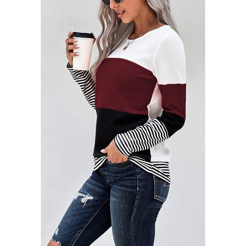 NEYOUQE Female Pullover Solid Color Plain Comfy Soft Sweatshirt Long Sleeve Shirt Thermal Undershirts for Women Short Junior Cute Shirts Crew Neck Sweater Small Light Weight tees Wine Red S