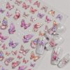 Shell Aurora Butterfly Nail Stickers for Women Butterfly Nail Art Stickers Pink Purple Butterfly Stickers for Nails Laser Butterfly Decor Nail Sticker Nails Stickers Nail Decals for Nail Art Supplies