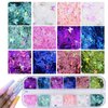 AddFavor 4 Boxes Holographic Nail Sequins Shapes Mixed Iridescent Nail Glitter Flakes Butterfly Hearts Star DIY Design Manicure Decorations Sets for Nail Art/Craft/Makeup