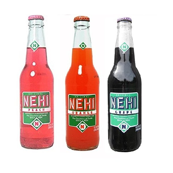 Nehi Soda 3-Pack: Grape, Orange and Peach (12oz long neck bottles)