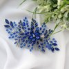 BERYUAN Women Royal Sapphire Opal Hair Comb Bridal Blue Crystal Flower Wedding Hair Accessory Gift for Her Party Headpiece for Bride Bridesmaid Girls(Blue)