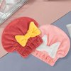 PetsHome Hair Drying Cap 2 Pack Microfiber Hair Drying Towels, Super Absorbent Head Wrap with Bowknot Shower Cap for Girls and Women-Pink+Red
