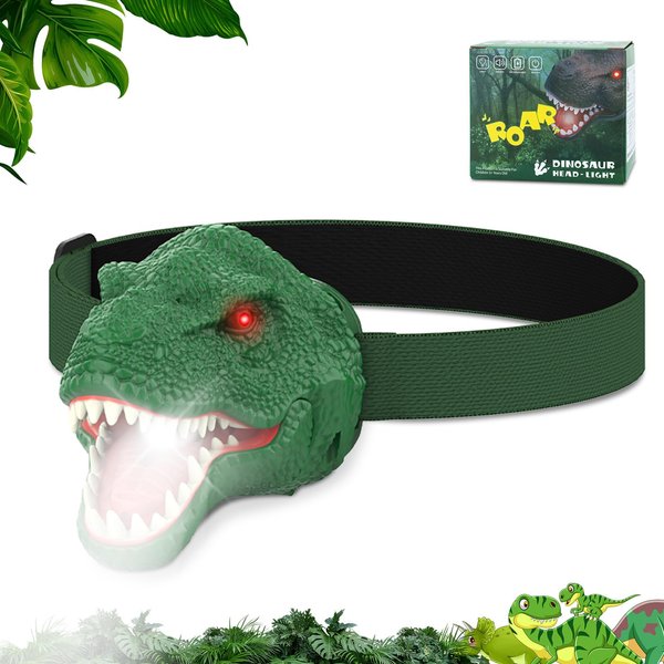 Dysaim Dinosaur Headlamp for Kids Flashlight LED Camping Gear Kids Headlamp, Hiking Accessories Headlight, Ideal Gift Dinosaur Toys Suitable for Camping, Reading, Birthday,Easter