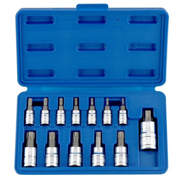 NEIKO 10071A 13-Piece Metric Hex Bit Socket Set, Torx Bit Socket Set, S2 and Cr-V Steel, 1/4-Inch, 3/8-Inch and 1/2-Inch Drive, 2mm to 14mm, Torx Bit Set, Torque Bit Set, Torx Socket Set
